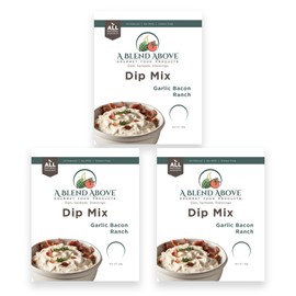 A Blend Above Garlic Bacon Ranch Dip Mix, 3 Packs, 1 oz. Each, Makes 16 Ounces, Gluten-Free, No MSG, All Natural, No Preservatives, Vegan Friendly, Keto Friendly, Vegetable Dip, Chip Dip, Low Carb, Easy to Make