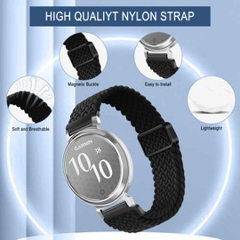 YealRed Nylon Strap Compatible with Garmin Lily 2, Magnetic Buckle Sport Band, Replacement Strap for Men and Women for Garmin Lily 2 (Black)