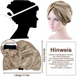 Gorsmoon Silk Bonnet for Sleeping for Healthy Hair & Long Hair, Sleep Cap Silk Prevents Frizz & Hair Breakage, Silk Bonnet for Women with Curls & All Hair Types (Champagne)
