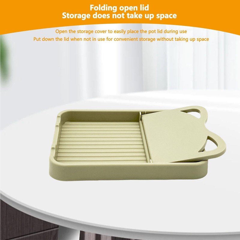Lesbyit Foldable Pan Lid Holder with Drip Pad, Heat-Resistant Kitchen