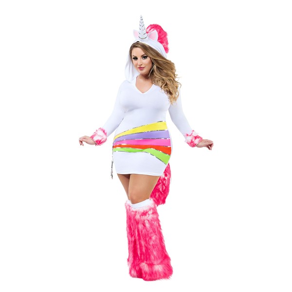 Party King Women's Plus Size Rainbow Unicorn, Multi, 2X-Large