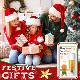 Sacubee Sacubee 10 Pack Christmas Lip Balms Bulk Cute Stocking Goodie Bags Stuffers Vanilla Flavor 10 Style Lip Balms Gifts Holiday Treat Small Gifts Xmas Party Supplies for Women Men