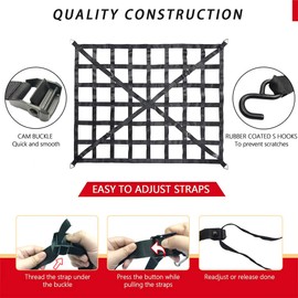 NEWFUN Luggage Net for Pickup Trucks, 106 x 127 cm Net for Trailers, Load Securing Net, Heavy Duty Cargo Area Net for Load Securing, Luggage Net Car for Truck Load, Trailer, Trunk, SUVs