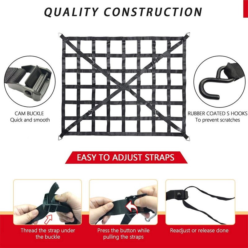 NEWFUN Luggage Net for Pickup Trucks, 106 x 127 cm