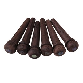 Yibuy 6pcs Acoustic Guitar Rosewood Bridge Pin W/Shell Dot 6 String Handmade from Wood Better Vibration Transmission Shell Decoration on Top Durable