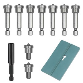 CLKE 10Pcs Drywall Screw Depth Setter PH2, 1/4 Inch Hex Shank Drywall Screw Driver Bit, for Plasterboard, with 1 Extension Socket Drill Bit Holder and 1 Pallet