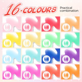 GELLEKTIK Gradient Painting Gel,16 Colors Ombre Gel Nail Polish for French Manicure, Blooming Aura Nails with Sponge Applicators, No Wipe UV/LED Curing DIY Nail Art Palette