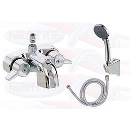 Chrome Clawfoot Tub Add-A-Shower Faucet With HandShower Kit - Fit 3-3/8" C-C Drilling