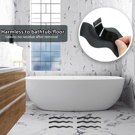 Coufce 24PCS Bathtub Non Slip Stickers Black Safety Anti Slip Shower Strips Adhesive Decals Scraper for Bath Tub Stairs Steps Floor Ladders with Premium