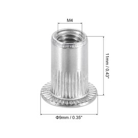 sourcing map M4 304 Stainless Steel Rivet Nuts Flat Head Insert 30Pcs