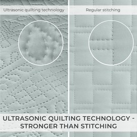 Mellanni Twin Bedspread Coverlet Set - Bedding Cover with Shams - Ultrasonic Quilting Technology - 3 Piece Oversized Quilt Set - Bedspreads & Coverlets (Twin, Spa Mint)