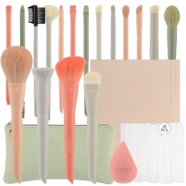 Docolor Makeup Brush Set 17 Pieces Make Up Brush Set with Make Up Bag Make Up Sponge and Brush