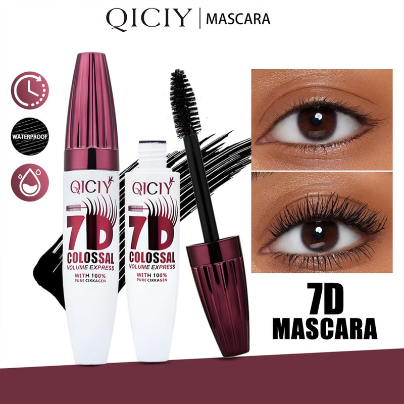 7D Mascara Ultra Black Volumizing & Lengthening, Waterproof Smudge Proof,