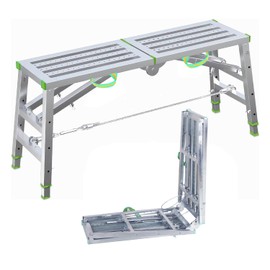 DaoLift 62.99"x14.57" Scaffolding Platform 660 lbs Capacity Foldable Ladder Platform Heavy Duty Adjustable Height Working Platform Non-Slip Scaffolding Ladder Used for Home Decor/Painting/RV Cleaning