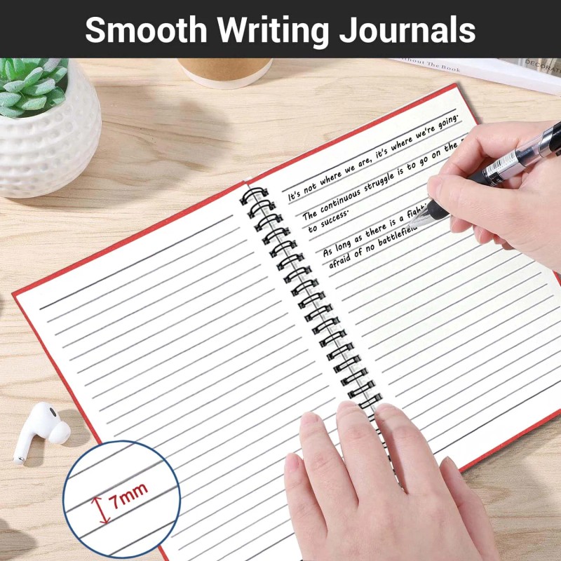 Red Spiral Notebooks A5 Lined Journals Kraft Cover Spiral Bound