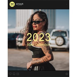 Myiaur Women's Polarising Sunglasses with UV Protection and Fashionable Rhinestones in Wrap Around Design, Blue Frame/Grey Lenses