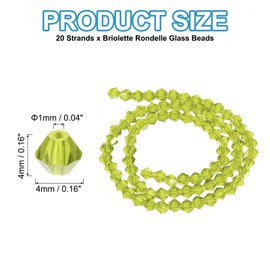 PATIKIL 4 mm Bicone Crystal Glass Beads, 1680 Pieces Rondelle Beads, Faceted Crystal Beads, Charms, Bulk Pack for Jewellery Making, Earrings, Bracelets, DIY Crafts, Lemon Yellow