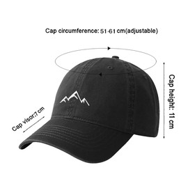 LONGTEN Solid Color Baseball Cap Mens Peak Embroidery Baseball Hats Washed Cotton Dad Cap Mountain Classic Womens Outdoor Sports Cap Adjustable Black