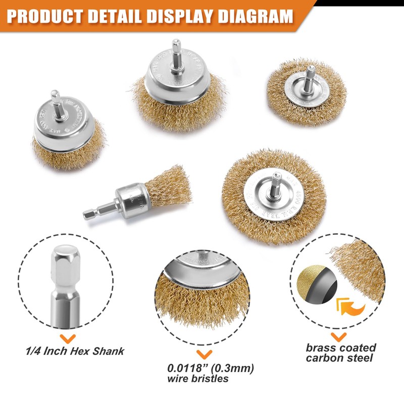 POLIWELL 24 Pack Wire Wheel Brush for Drill, Carbon Steel