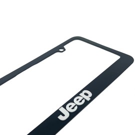 License Plate Frame (Black with Mirror) for Jeep - Made in USA