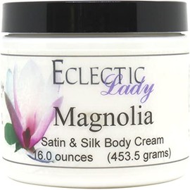 Eclectic Lady Magnolia Satin and Silk Cream, Body Cream, Body Lotion, 16 oz - Shea Butter, Aloe, Silk Amino Acids, Vitamin E, Phthalate-Free, Handcrafted in USA - Perfect For Women