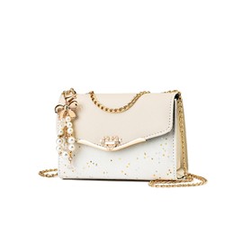 CORIOS Elegant Shoulder Bag for Women PU Leather Handbag Sequin Crossbody Bag Messenger Bag Ladies Top-Handle Bag Medium Tote Bag Fashion Hobo Bag Satchel Bag for Office Shopping Travel Beige