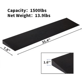 CINNYE 1.6'' Rise Solid Rubber Wheelchair Ramp,Threshold Ramp Used for Thresholds,Doorways and Bathroom(High:1.6 Inch(Pack of 1)) Black