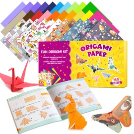 Pigipigi Kids Craft Origami Paper Kit for Kids Ages 5-8 8-12, with Guiding Book, 160 Sheets DIY Art and Crafts Supplies, Colorful Folding Papers Set Projects Gifts Activity for Boy Girl Toy(Forest)