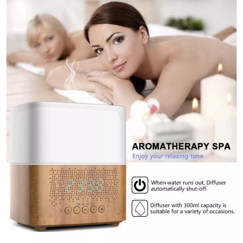 HYM Air Humidifier Smart Bluetooth Speaker 7 Color Led Clock