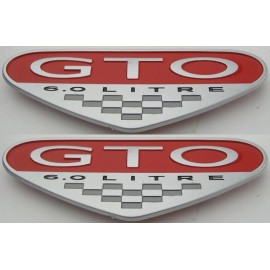 GTOG8TA 2005 2006 Pontiac GTO 6.0L Fender Badges Emblems Logo LS2 05-06 Red PAIR!