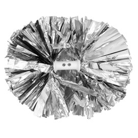 Tisspoms 2Pcs Silver Cheerleading Pom Poms with Baton Handle, 12" Metallic Cheer Pom Poms for Girls Adults Kids School Team Spirit Sports, Graduation Dances