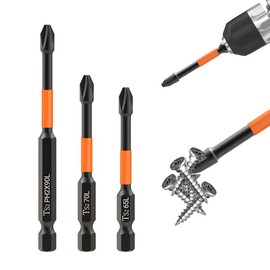 HUHAO Magnetic Drill Bits, 3pcs Non Slip Screwdriver Bit Set with S2 Alloy Steel Material, CNC Tip Magnetic Drill Bit, Fit for Professional Impact Driver Accessories Tool