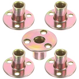 M METERXITY 5-Pack M12x25mm T-Nuts Galvanized Carbon Steel Tee Nut 3 Hole Round Base Welding Nut Through Hole Furniture Hardware Flange Insert Female Thread Gold