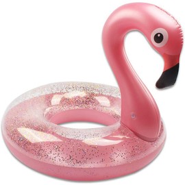 Inflatable Flamingo Swimming Ring, Glitter Pink Swimming Ring, Air Mattress, Pool Floaties, Pool Inflatable Ring, Adults, Children for Pool Party Toy