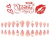 Rchovsam Medium Almond Press on Nails Valentine's French Nails Press