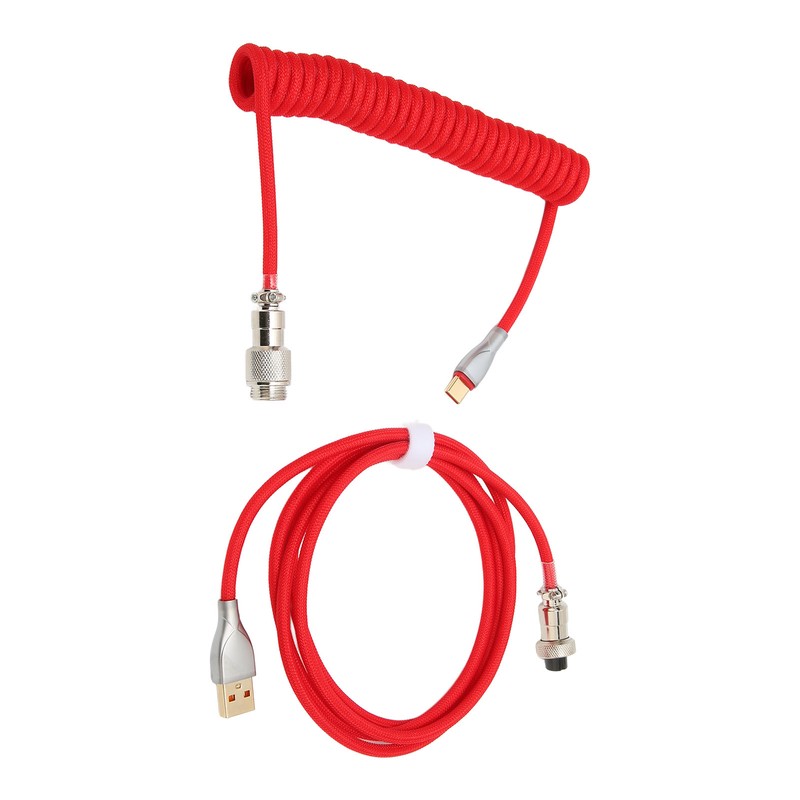 Mechanical Keyboard Cable Double Sleeve Custom Coiled with Detachable Metal