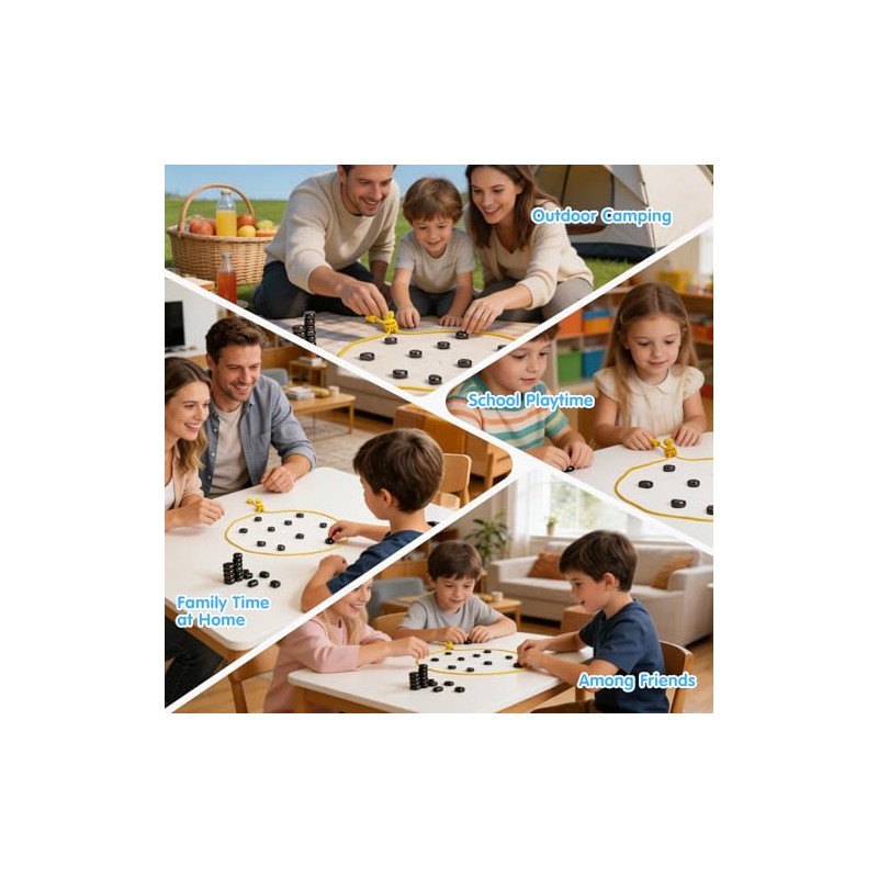 Magnet Game with 32 Stones, Magnetic Chess Game with String,