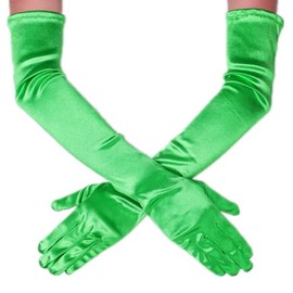 DreamHigh Women's Party Wedding 21" Long Satin Finger Gloves Green