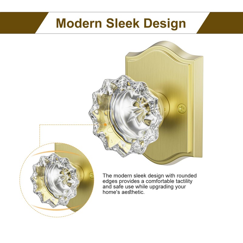 HOSOM 2 Pack Dummy Door Knob, Glass Door Knobs Interior/Exterior