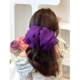 Duories Large Hair Bows Clip Hair Clips for Women Girls Women Chiffon Tulle Bows Hair Bow Large Hair Clips Hair Bow Hair Accessories for Wedding Party Everyday Wear Violet