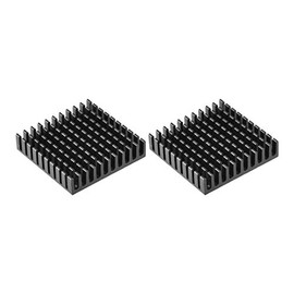 sourcing map Heatsink with Cross-shaped Notches for MOS GPU IC Chip 45 x 45 x 10 mm Black Pack of 2