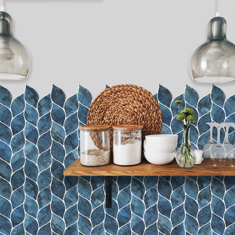 Tilingview 10 Pcs Leaf Design Peel and Stick for Kitchen