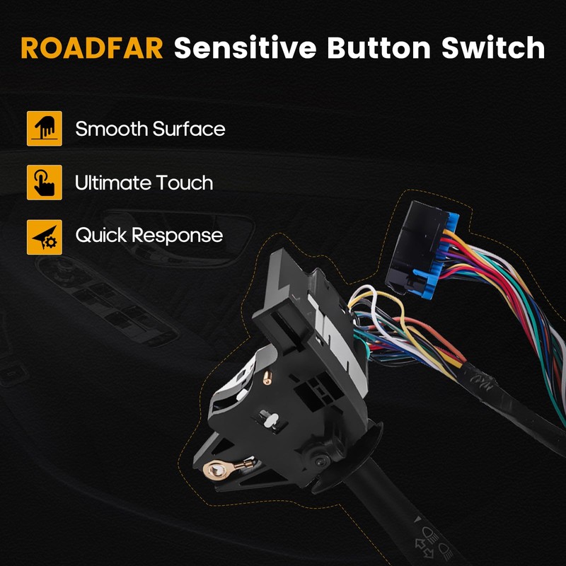 ROADFAR Turn Signal Switch Multi-Function Combination Switch, Push Button, Black,