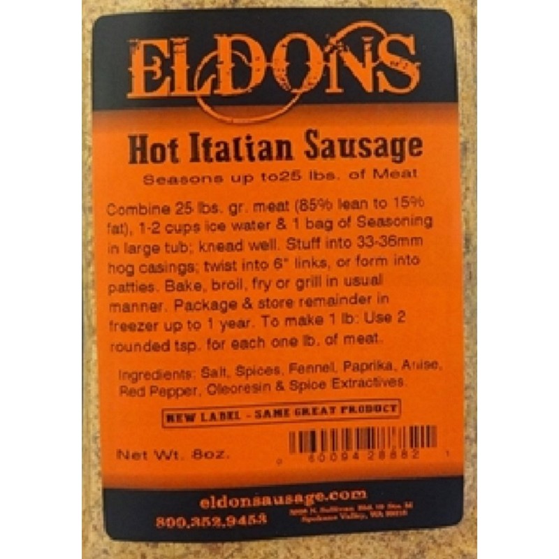 Hot Italian Fresh Sausage Seasoning Seasons 25 Lbs of Meat