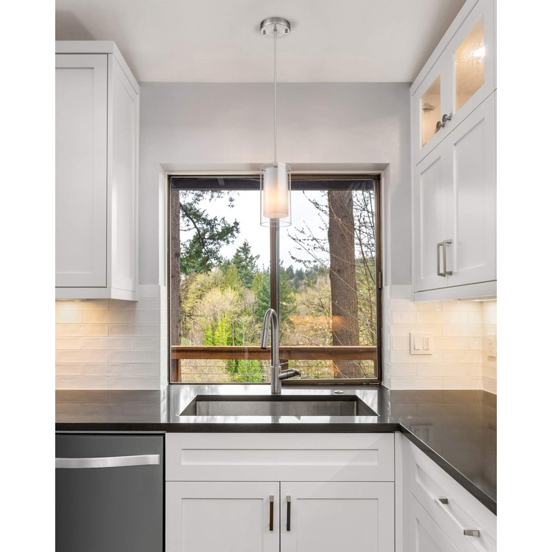 AKEZON Modern Glass Pendant Light 2 Pack, Adjustable Hanging Pendant
