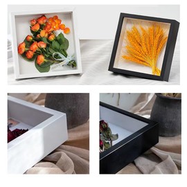GSHUR 3D Shadow Box (22 x 22cm) Deep Frame for Objects up to 6.5 cm Object Frame for Filling, 3D Display Box for Objects Photos Artworks Memories Flowers Crafts (black,5cm)