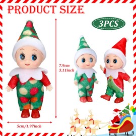 Pack of 3 Mini Dolls Elf Christmas Baby Tiny Christmas Elf for Girls and Boys, Doll Baby Elf on Shelf Christmas Novelty Toy Dolls Elves Baby Toy for Christmas New Year Gift