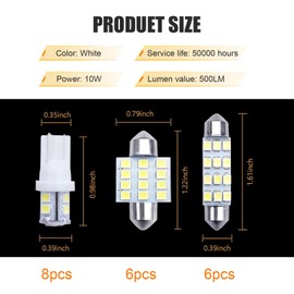 Interior Car Lights, 20 PCS Car Interior LED Light Combination Set, T10 31 mm 42 mm Led Bulb Kit, Used for Reading/License Plate/Trunk Light (White)