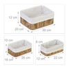 Relaxdays Set of 3 Bamboo Storage Baskets with Fabric Cover,