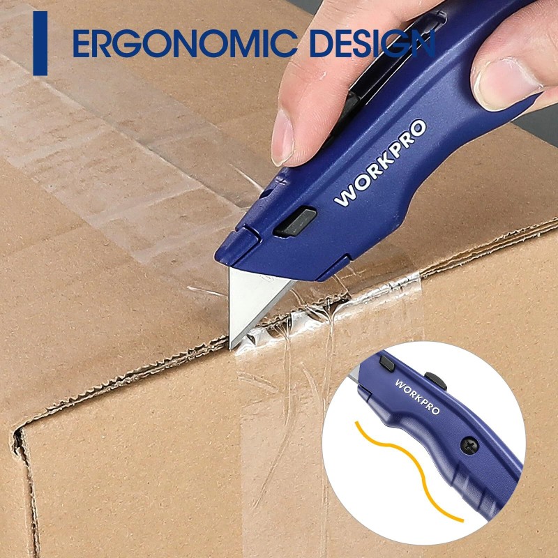 WORKPRO 2PCS Premium Utility Knife Retractable Heavy Duty Box Cutter